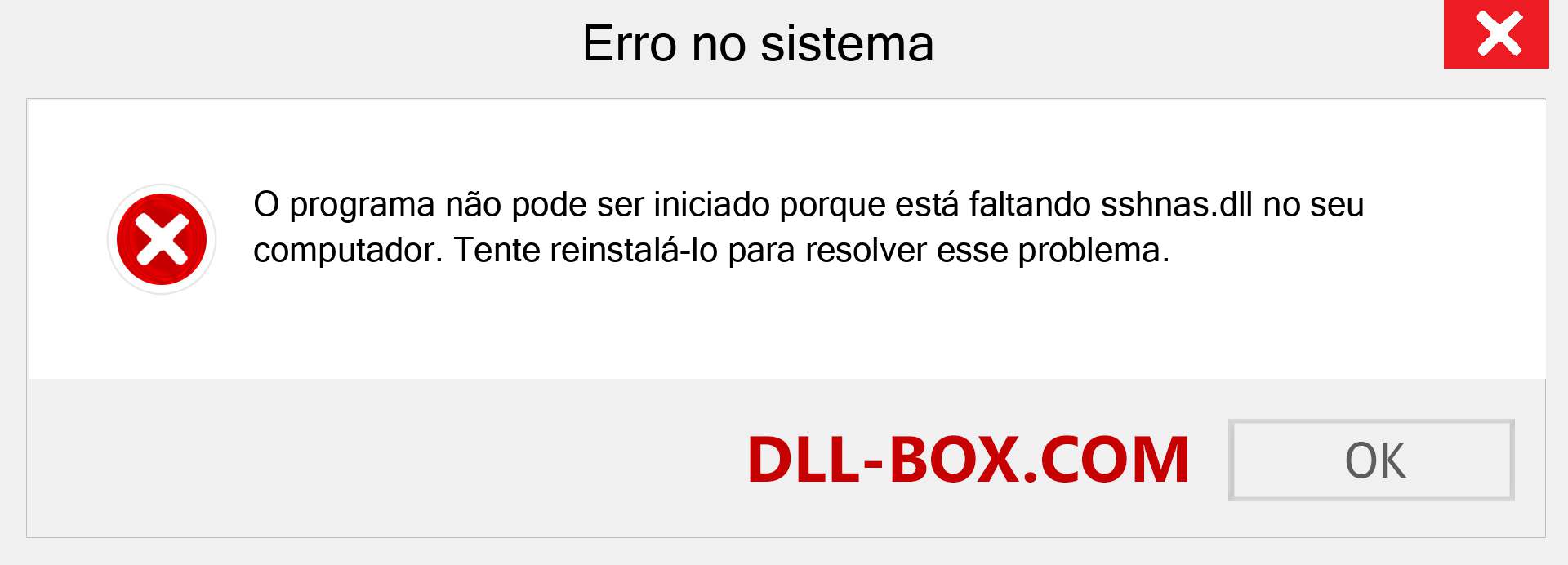 Arquivo sshnas.dll ausente ?. Download para Windows 7, 8, 10 - Correção de erro ausente sshnas dll no Windows, fotos, imagens